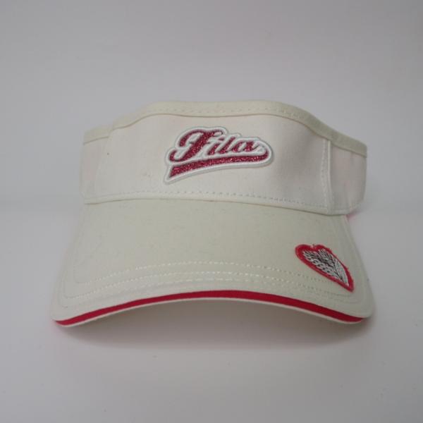 フィラ FILA GOLF サンバイザー ロゴラメ スパンコール 刺繍 ホワイト ピンク a254 ...