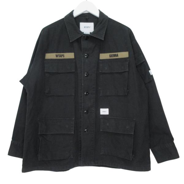 ダブルタップス WTAPS 長袖 シャツ ジャケット ロゴ 01 Sサイズ相当 ブラック k1428...