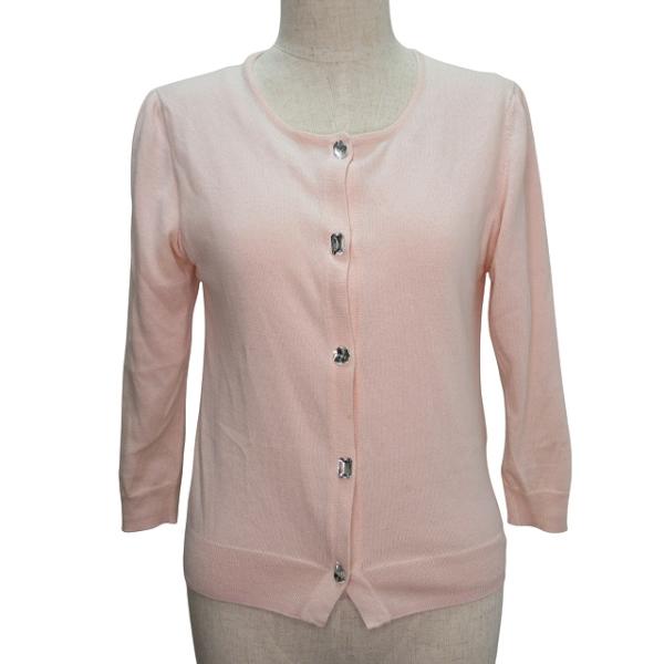 エフデ ef-de カーディガン 7分袖 ニット アンサンブル ビジュー ピンク 9 Mサイズ相当 ...
