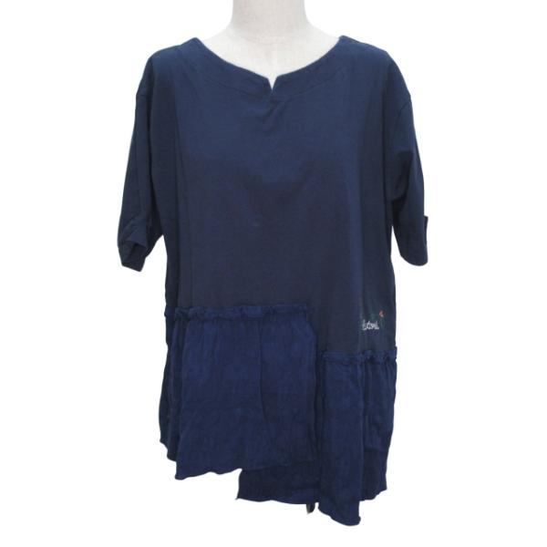 drug stores ドラッグストアーズ 半袖 Tシャツ チュニック トップス ロゴ 刺繍 コット...