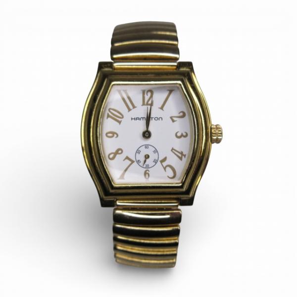 ハミルトン HAMILTON ダッドソン 稼働品 腕時計 クオーツ スモセコ H273310 ゴール...
