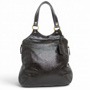 イヴサンローランリヴゴーシュ YVES SAINT LAURENT rive gauche メトロポリス トートバッグ パテントレザー ブラウン