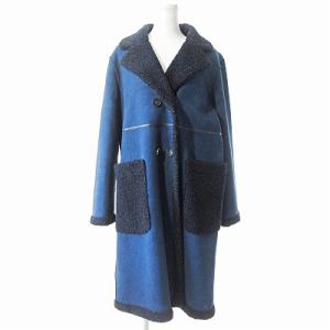 ザラウーマン ZARA WOMAN 美品 フェイクムートン コート ジャケット パイル裏地 青 M ...