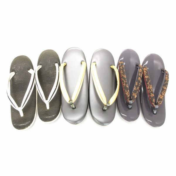 ノーブランド 3点セット 草履 下駄 シューズ 黒 ブラック 白 ホワイト /AE レディース