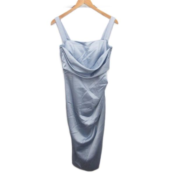 ティアラ Tiara キャミソールワンピース ドレス ノースリーブ ひざ丈 青 ブルー ■YHS5 ...