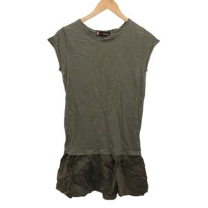 ユナイテッドアローズ ピンクレーベル UNITED ARROWS PINK LABEL チュニック ワンピース ミニ フリル カーキ 約S ■YHS5 レディース
