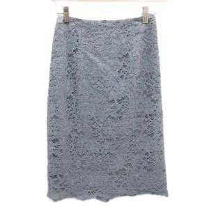 ナチュラルビューティーベーシック NATURAL BEAUTY BASIC スカート ひざ丈 レース グレー ブルー XS レディース