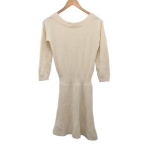 ナチュラルビューティーベーシック NATURAL BEAUTY BASIC ニットワンピース ひざ丈 スカート アイボリー M ■YHS15 レディース