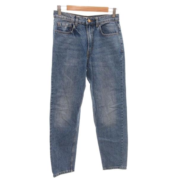 ザラ ZARA プレミアムデニムパンツ ジーンズ テーパード ロゴボタン 34 インディゴ /FF ...