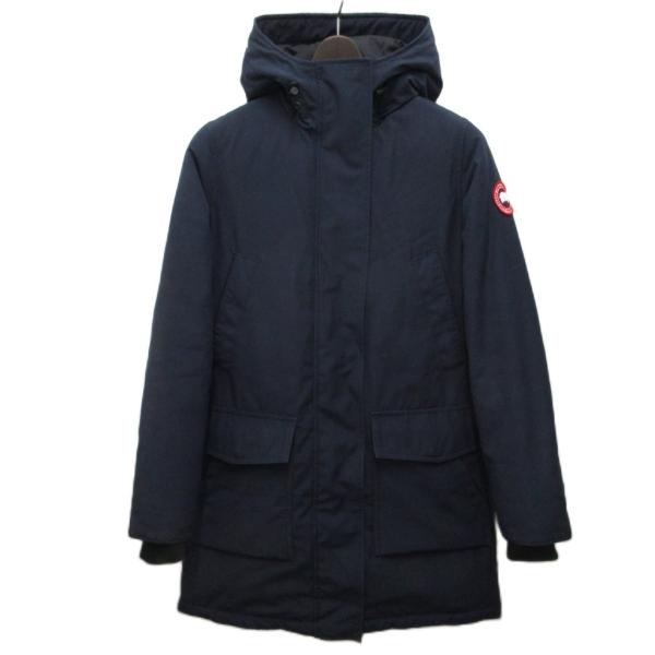 カナダグース CANADA GOOSE ダウンコート ダウンジャケット ロゴ フード XS 紺  ネ...
