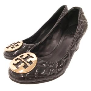 トリーバーチ TORY BURCH パンプス シューズ ウェッジソール キルティング エナメル 7M 黒 ブラック /JS ■IBO96 レディース