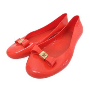 トリーバーチ TORY BURCH バレエシューズ サンダル フラットシューズ ラバー リボン 赤 レッド 約22.5cm ■IBO96 レディース