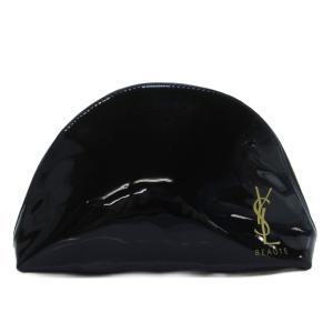 イヴサンローラン YVES SAINT LAURENT ポーチ エナメル ジップ開閉 ロゴプリント 黒 /HW