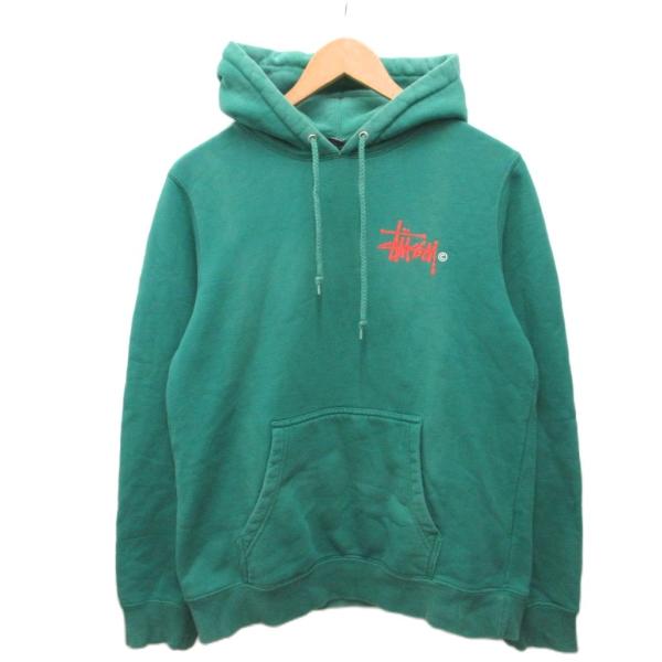 ステューシー STUSSY パーカー フーディー プルオーバー ロゴプリント M 緑 グリーン ■I...