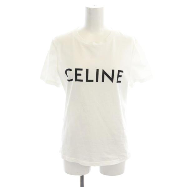 セリーヌ CELINE ロゴプリント クルーネック Tシャツ 半袖 M 白 ホワイト 2X31491...