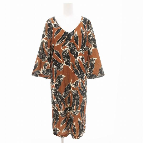 ラフェマラブーテ la fee maraboutee 美品 ワンピース ひざ丈 七分袖 ボタニカル柄...