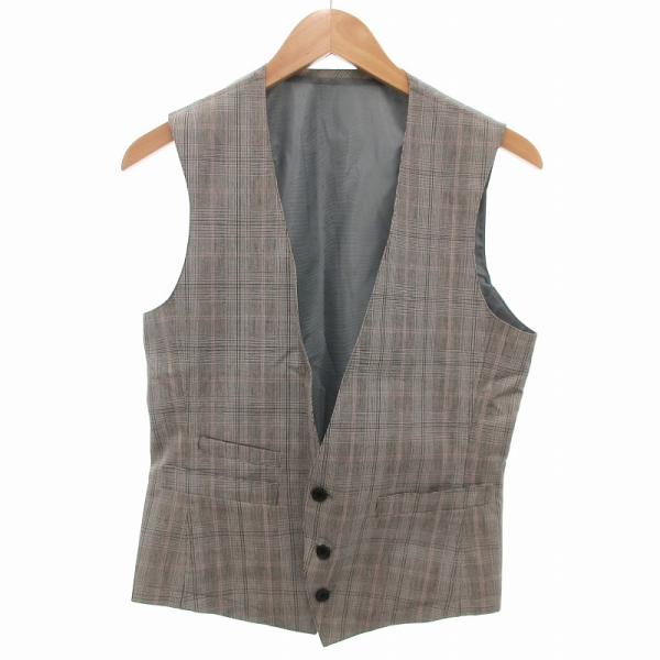コムサコミューン COMME CA COMMUNE ベスト ジレ チェック柄 S グレー /JS メ...
