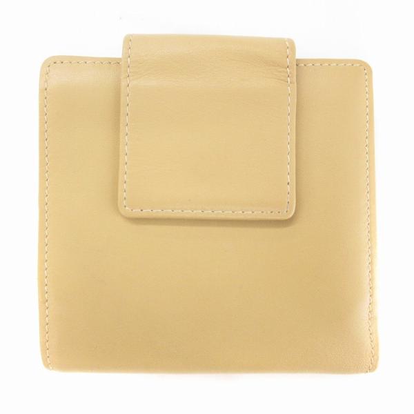 ノーブランド 二つ折り財布 ウォレット レザー フラップ開閉 ベージュ /JS レディース