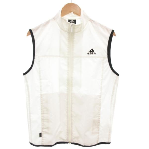 アディダス adidas ベスト ゴルフウェア ジップアップ ロゴ刺繍 L 白 ホワイト /JS メ...