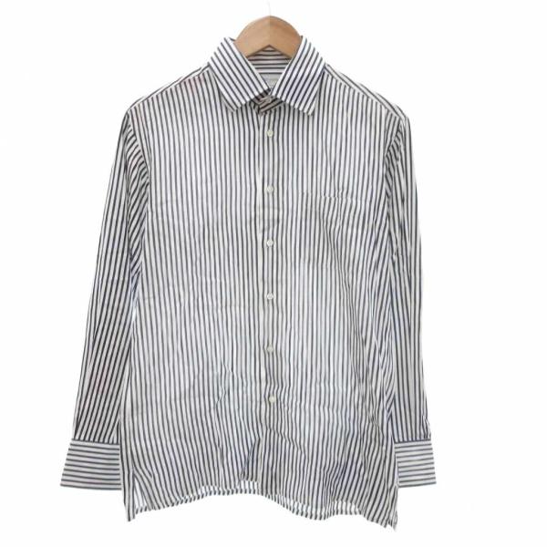 リチャードジェームス RICHARD JAMES シャツ 長袖 ストライプ ボックスカット 16 紺...