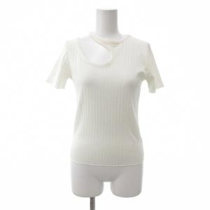 マウジー MOUSSY CUT OUT RIB H／S Tシャツ F 白 ホワイト 半袖 リブ アシメ /IU レディース