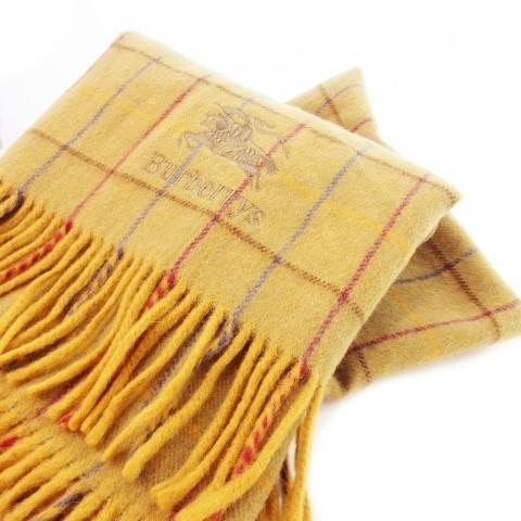 バーバリーズ Burberrys ヴィンテージ ブランケット フリンジ 起毛 ロゴ 刺繍 チェック ...