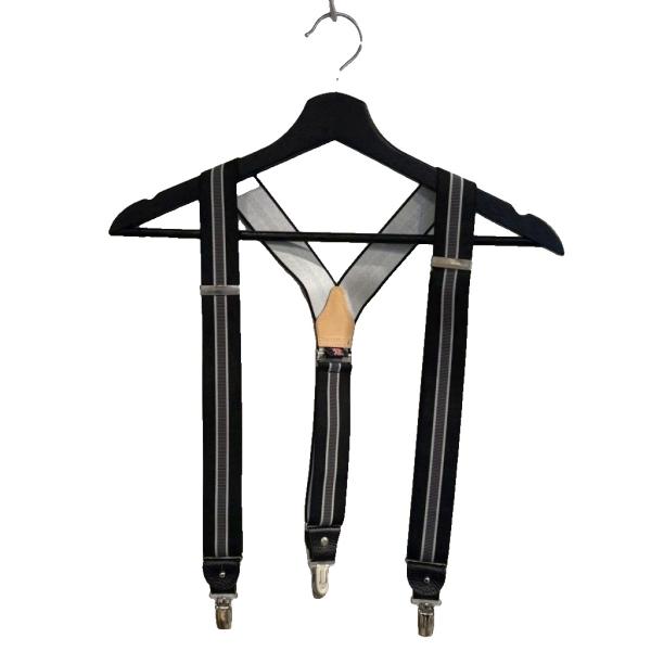 アルバートサーストン ALBERT THURSTON サスペンダー ストライプ ゴム 英国産 黒 ブ...