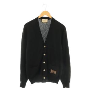 グッチ GUCCI ロゴポケットカーディガン ニット 長袖 カシミヤ ウール混 XS 黒 /NR ■OS ■SH メンズ