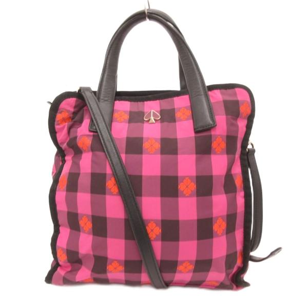 ケイトスペード KATE SPADE ショルダーバッグ 2WAY チェック柄 ロゴ 刺繍 ピンク /...