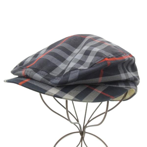 バーバリーズ Burberrys ヴィンテージ ハンチング帽 帽子 チェック柄 L 紺 ネイビー 赤...