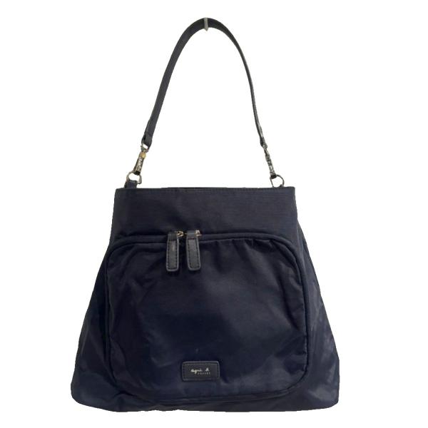 アニエスベー agnes b. トートバッグ ハンドバッグ ナイロン 紺 ネイビー ■WGA レディ...