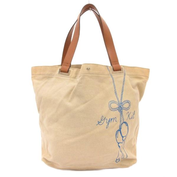 アニヤハインドマーチ ANYA HINDMARCH トートバッグ キャンバス プリント ベージュ /...