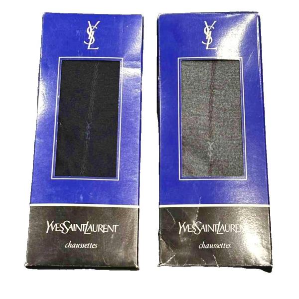未使用品 イヴサンローラン YVES SAINT LAURENT 靴下 ソックス 2足セット 黒 ブ...