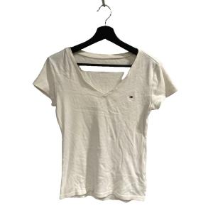トミーヒルフィガー TOMMY HILFIGER カットソー Tシャツ ロゴ Vネック 白 ホワイト ■WGA レディース