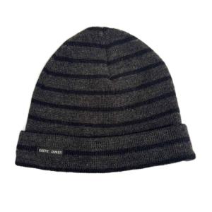 セントジェームス SAINT JAMES ニット帽 ビーニー ボーダー グレー 黒 ブラック ■GY99 レディース