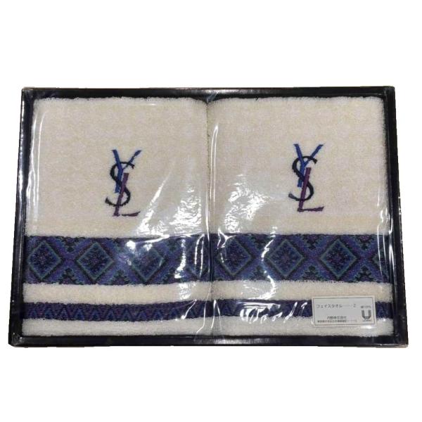 未使用品 イヴサンローラン YVES SAINT LAURENT タグ付き フェイスタオル 2枚セッ...