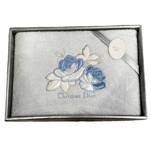 未使用品 クリスチャンディオール Christian Dior タグ付き タオル 箱付き 青 ブルー...