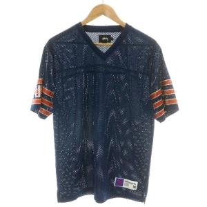 ステューシー STUSSY フットボールシャツ Tシャツ カットソー ビブス 半袖 メッシュ ロゴ M 紺 ネイビー オレンジ /MP ■GY42 メンズ