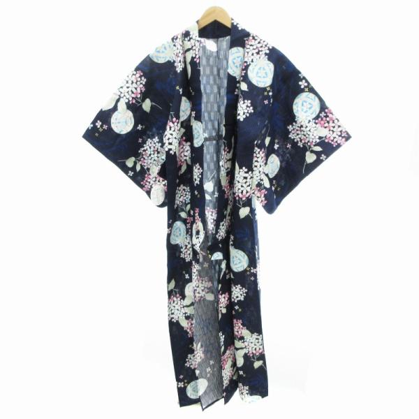 未使用品 創美苑 bonheur saisons soubien タグ付き 浴衣 和服 花柄 S 紺...