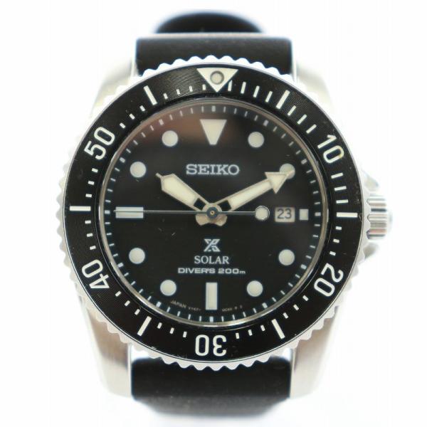 セイコー プロスペックス ダイバーズ 腕時計 200m防水 ソーラー アナログ デイト 箱付き 黒 ...