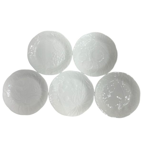 未使用品 ナルミ NARUMI 5枚セット お皿 プレート 食器 ブドウモチーフ 葡萄 白 17cm...