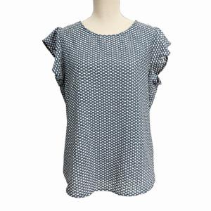 ADRIANNA PAPELL アドリアナパペル 美品 半袖 シャツ カットソー 総柄 紺 ネイビー M レディース