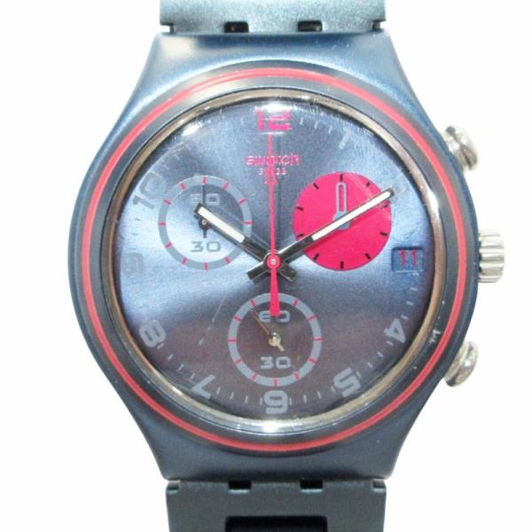 スウォッチ SWATCH アイロニー IRONY クロノグラフ 腕時計 ブルー文字盤 メタルべルト ...