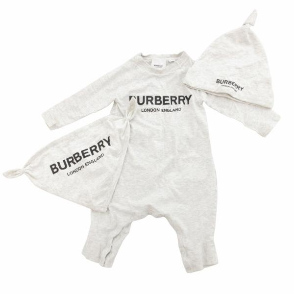 バーバリー BURBERRY ベビー服 3点セット カバーオール つなぎ 帽子 スタイ よだれかけ ...