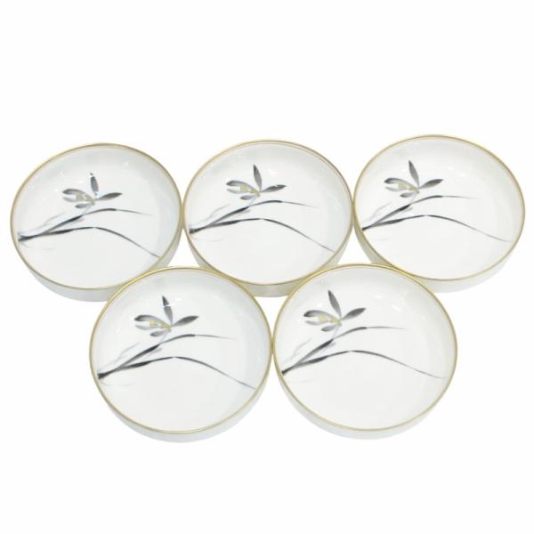 未使用品 香蘭社 小皿 小鉢 5枚セット 金彩黒蘭 花柄 和柄 食器 0310 その他