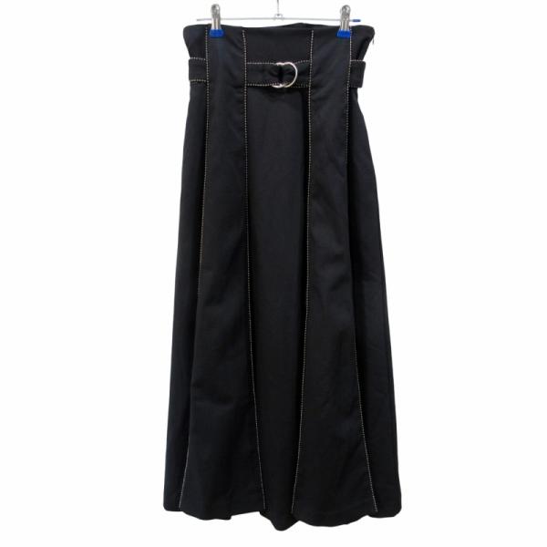 アメリ AMERI 20AW ロングスカート ボールチェーン 装飾 ハイウエスト ベルト付 S 黒 ...