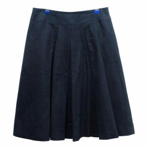 キース KEITH フレアスカート プリーツ コットン ストレッチ 膝丈 38 約M 紺 ネイビー ■MET1 0718 レディース
