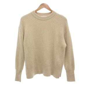 ミラオーウェン Mila Owen ニットセーター F ベージュ リブ クルーネック 長袖 サイドスリット /KR ■YHS15 レディース