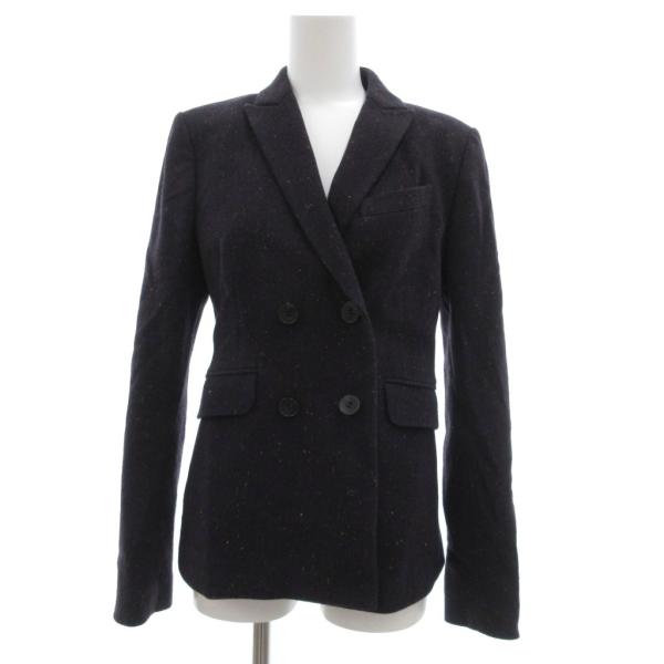 セオリー Theory ダブルブレストジャケット ピークドラペル シルク混 0 紺 ネイビー /JS...