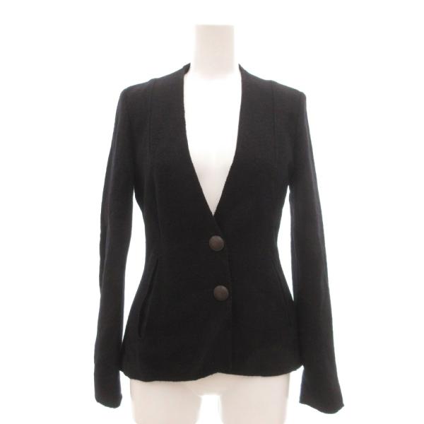 ヒューゴボス HUGO BOSS ノーカラージャケット ウール IT36 黒 ブラック /YJ ■Y...